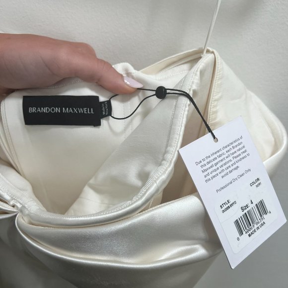 Brandon Maxwell Bridal Collection Silk Off-The-Shoulder Gown Sz 4 - Picture 8 of 15